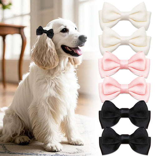 2PCS Pet Hair Clips For Dogs Pet Dog Bows With Metal Clip Large Dog Bows Hair Accessories Dog Bowknots Pet Supplies