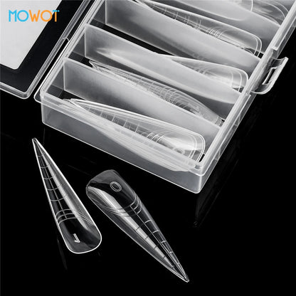 MOWOT 70pcs/140pcs Dual Nails Forms for Poly Nail Gel Full Cover Nail Extension Quick Building Gel Molds Acrylic Nail Top Forms
