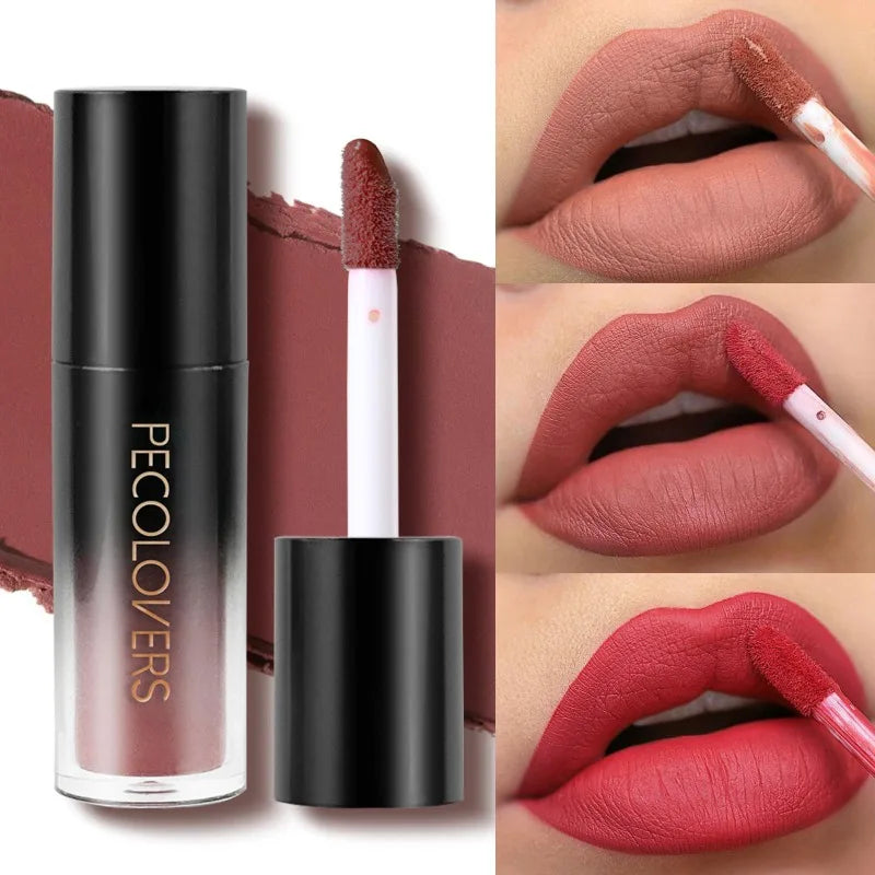14-color Waterproof Non-stick Cup Round Tube Black Gradually Matte Lip Gloss Lipstick Long-lasting Lip Lipstick Cosmetics