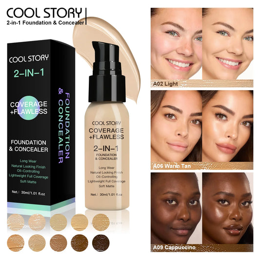 10 Shade Full Coverage Concealer Liquid Foundation makeup high coverage Base makeup  Foundation cream Natural Matte