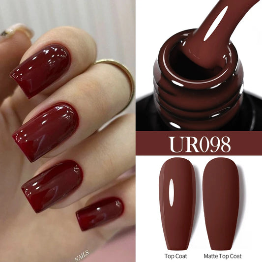 UR SUGAR 7.5ml Red Wine Gel Nail Polish Black Glitter Semi Permanent Soak Off UV LED Nail Art Design Varnishes Manicure