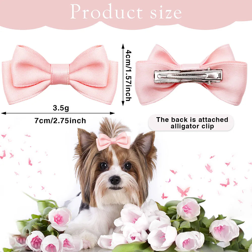 2PCS Pet Hair Clips For Dogs Pet Dog Bows With Metal Clip Large Dog Bows Hair Accessories Dog Bowknots Pet Supplies