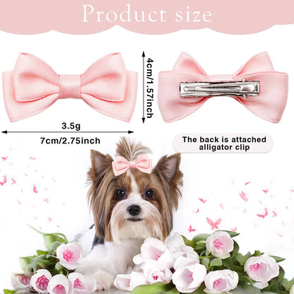 2PCS Pet Hair Clips For Dogs Pet Dog Bows With Metal Clip Large Dog Bows Hair Accessories Dog Bowknots Pet Supplies