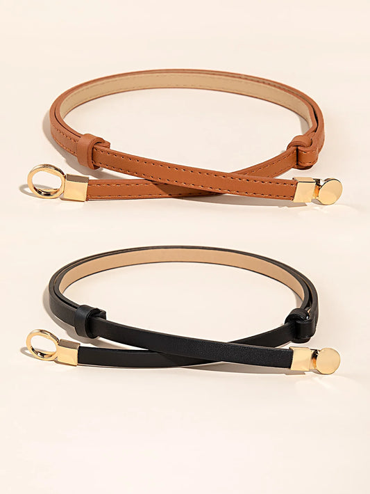 2Piece Combination Set Four Seasons Multicolor SelfStretch Dress With Womens Belt