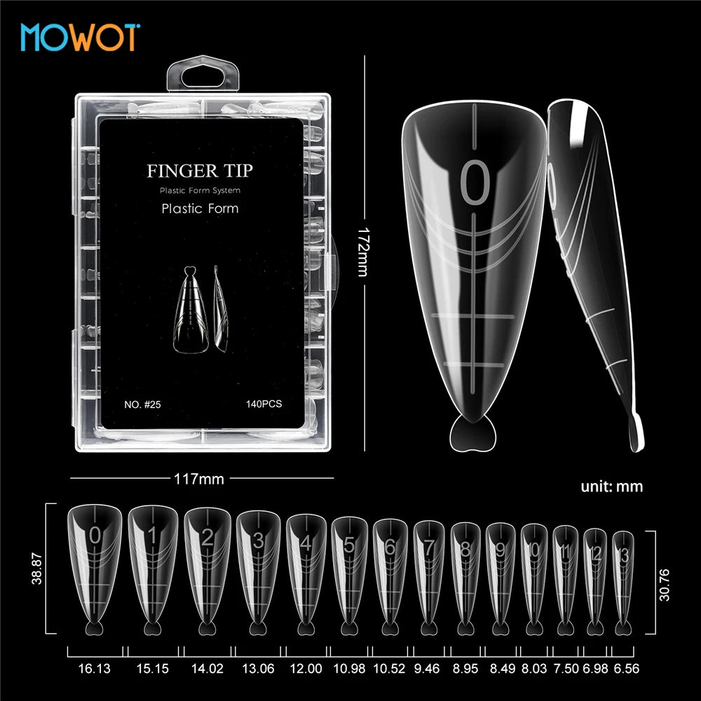 MOWOT 70pcs/140pcs Dual Nails Forms for Poly Nail Gel Full Cover Nail Extension Quick Building Gel Molds Acrylic Nail Top Forms