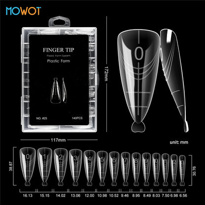 MOWOT 70pcs/140pcs Dual Nails Forms for Poly Nail Gel Full Cover Nail Extension Quick Building Gel Molds Acrylic Nail Top Forms