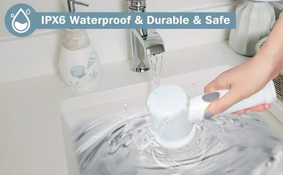 Household electric cleaning brushes, cordless cleaning brushes for kitchen and bathroom, and 5 electric scrubbers with replaceab