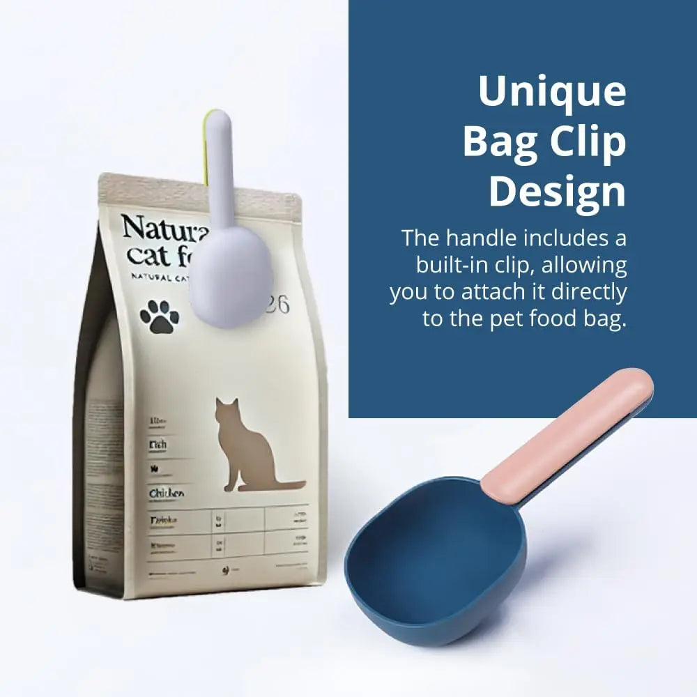 Pet Food Scoop with Ergonomic Bag Clip Handle for Cats Puppies and Small Dogs Measuring Scoop