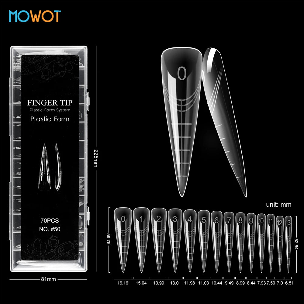 MOWOT 70pcs/140pcs Dual Nails Forms for Poly Nail Gel Full Cover Nail Extension Quick Building Gel Molds Acrylic Nail Top Forms