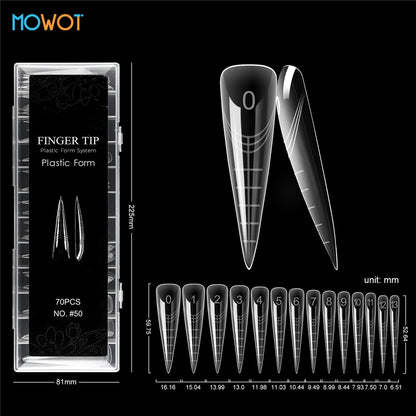 MOWOT 70pcs/140pcs Dual Nails Forms for Poly Nail Gel Full Cover Nail Extension Quick Building Gel Molds Acrylic Nail Top Forms