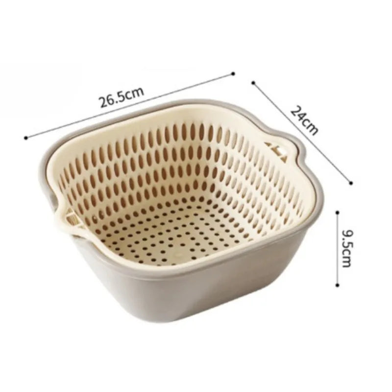 1PC Multifunctional Double-Layer Vegetable Sink Drain Basket Kitchen Fruit Plate Living Room Household Vegetable Washing Basin