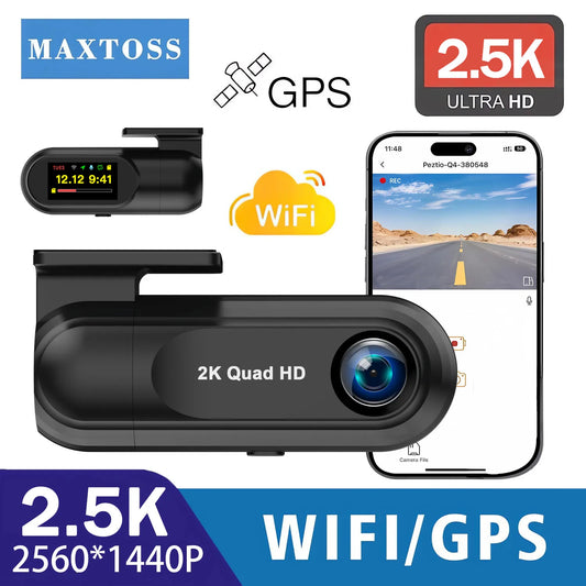 Dash Cam 2.5K 2560*1440P Car DVR WIFI GPS Camera Video Drive Recorder Dashcam 24Hour Parking Super Night Vision  Black Box