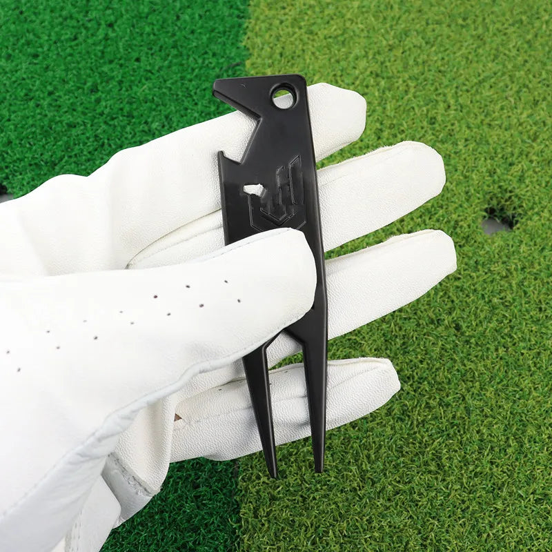 2 in 1 Metal Golf Divot Repair Tool Golf Club Groove Cleaner Golf Putting Green Fork Golf Pitchforks Golf Accessories