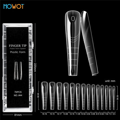 MOWOT 70pcs/140pcs Dual Nails Forms for Poly Nail Gel Full Cover Nail Extension Quick Building Gel Molds Acrylic Nail Top Forms