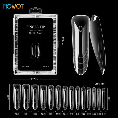MOWOT 70pcs/140pcs Dual Nails Forms for Poly Nail Gel Full Cover Nail Extension Quick Building Gel Molds Acrylic Nail Top Forms