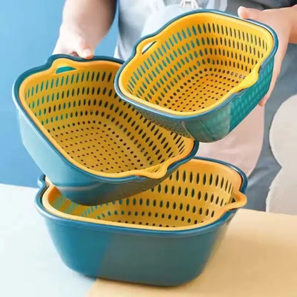 1PC Multifunctional Double-Layer Vegetable Sink Drain Basket Kitchen Fruit Plate Living Room Household Vegetable Washing Basin