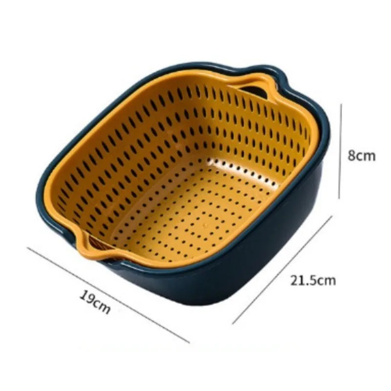 1PC Multifunctional Double-Layer Vegetable Sink Drain Basket Kitchen Fruit Plate Living Room Household Vegetable Washing Basin