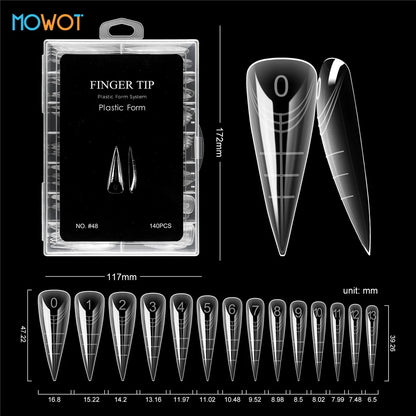 MOWOT 70pcs/140pcs Dual Nails Forms for Poly Nail Gel Full Cover Nail Extension Quick Building Gel Molds Acrylic Nail Top Forms