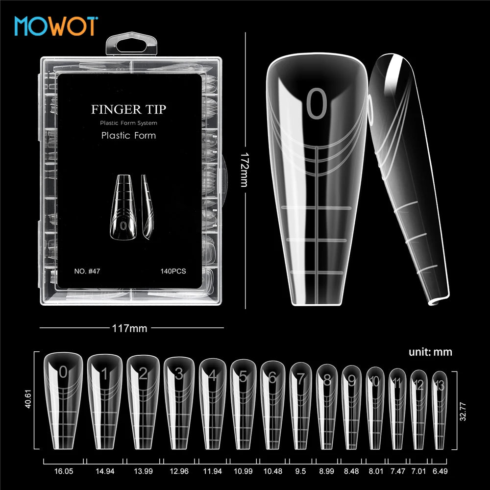 MOWOT 70pcs/140pcs Dual Nails Forms for Poly Nail Gel Full Cover Nail Extension Quick Building Gel Molds Acrylic Nail Top Forms