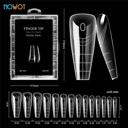 MOWOT 70pcs/140pcs Dual Nails Forms for Poly Nail Gel Full Cover Nail Extension Quick Building Gel Molds Acrylic Nail Top Forms