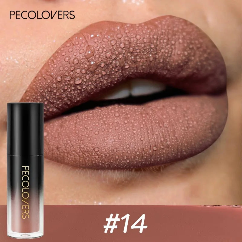 14-color Waterproof Non-stick Cup Round Tube Black Gradually Matte Lip Gloss Lipstick Long-lasting Lip Lipstick Cosmetics