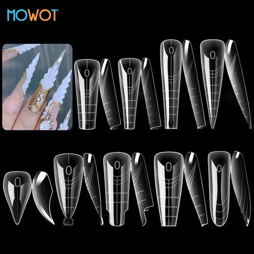 MOWOT 70pcs/140pcs Dual Nails Forms for Poly Nail Gel Full Cover Nail Extension Quick Building Gel Molds Acrylic Nail Top Forms