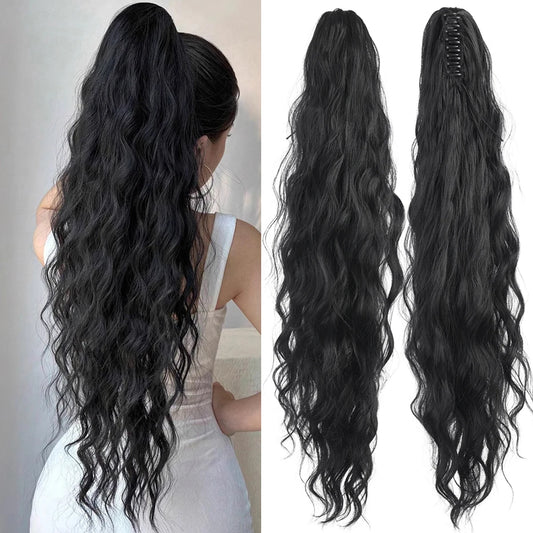 DIFEI Synthetic water ponytail hair extension clip on woman's ponytail hair accessories long curly wig natural curly black