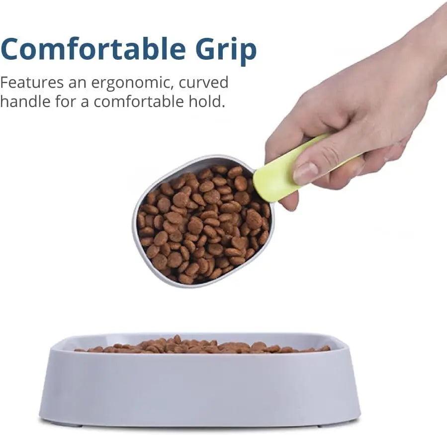 Pet Food Scoop with Ergonomic Bag Clip Handle for Cats Puppies and Small Dogs Measuring Scoop