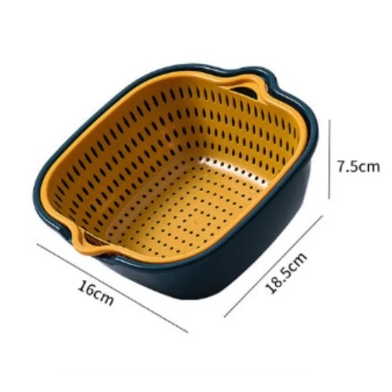 1PC Multifunctional Double-Layer Vegetable Sink Drain Basket Kitchen Fruit Plate Living Room Household Vegetable Washing Basin