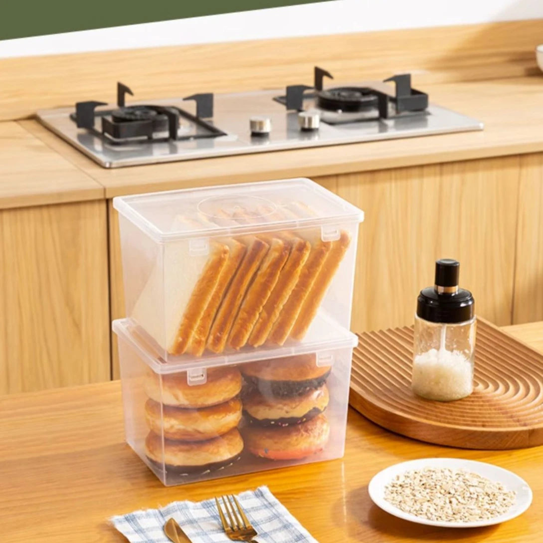 Household Storage Box Bread Container Kitchen Dispenser Baking Cake Container Sealed Box Refrigerator Transparent Storage Box