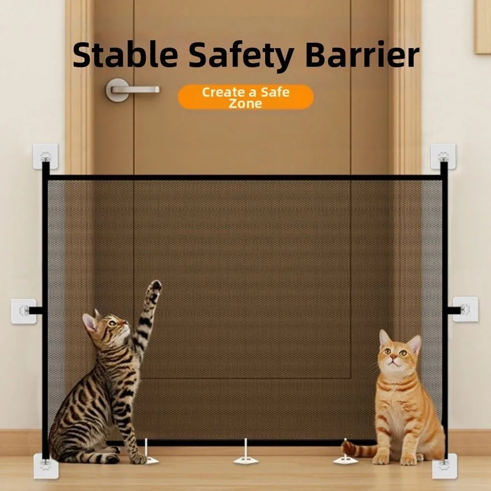 Portable Retractable Pet Barrier Fences Mesh Folding Pet Safety Gate with Hooks Anti-Escape Dog Isolation Gate Cat Accessories