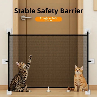 Portable Retractable Pet Barrier Fences Mesh Folding Pet Safety Gate with Hooks Anti-Escape Dog Isolation Gate Cat Accessories