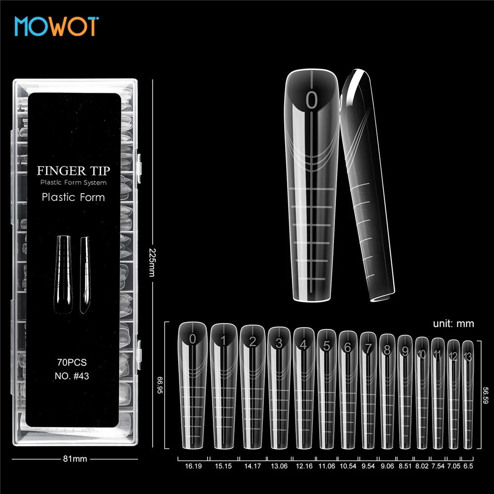 MOWOT 70pcs/140pcs Dual Nails Forms for Poly Nail Gel Full Cover Nail Extension Quick Building Gel Molds Acrylic Nail Top Forms