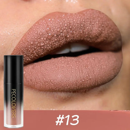 14-color Waterproof Non-stick Cup Round Tube Black Gradually Matte Lip Gloss Lipstick Long-lasting Lip Lipstick Cosmetics
