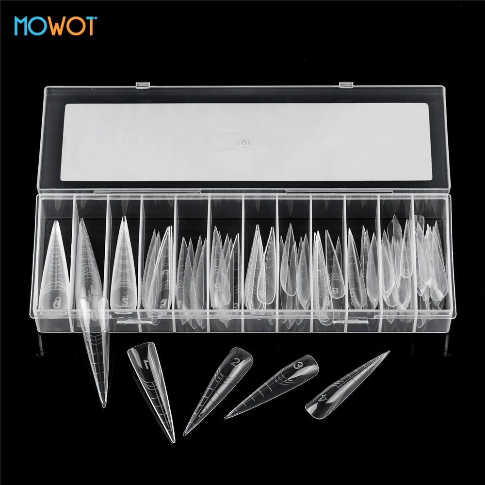 MOWOT 70pcs/140pcs Dual Nails Forms for Poly Nail Gel Full Cover Nail Extension Quick Building Gel Molds Acrylic Nail Top Forms