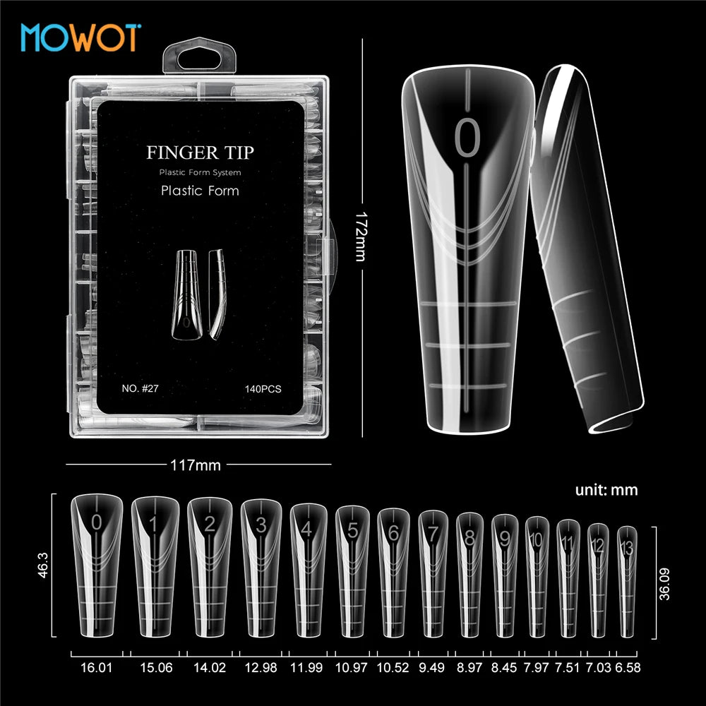MOWOT 70pcs/140pcs Dual Nails Forms for Poly Nail Gel Full Cover Nail Extension Quick Building Gel Molds Acrylic Nail Top Forms