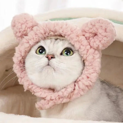 Cute Bear Rabbit Hooded Pet Cat Dog Accessories Cosplay Cat Hat Winter Lovely New Year Puppy Headgear Soft Velvet Pets Supplies
