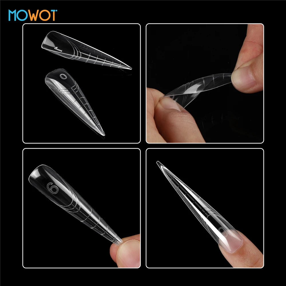 MOWOT 70pcs/140pcs Dual Nails Forms for Poly Nail Gel Full Cover Nail Extension Quick Building Gel Molds Acrylic Nail Top Forms