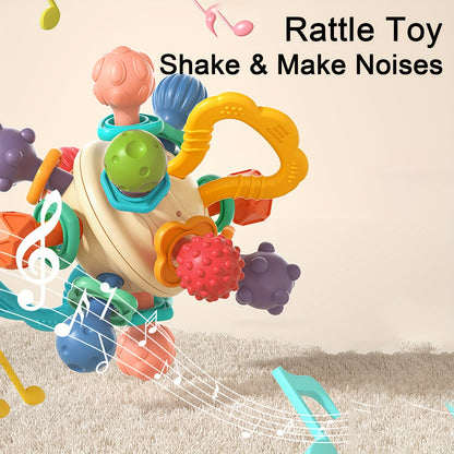 2 In 1 Montessori Baby Toys, Baby Sensory Teething & Rattle Toys, Early Learning & Educational Toddler Toys For 1st Birthday/Christmas/New Year/Easter Gift For Boys & Girls