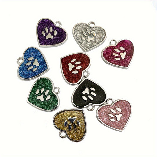 Customized Heart-shaped Paw Print Pendant - Engraved Dog Cat Tag - Personalized Pet Accessories