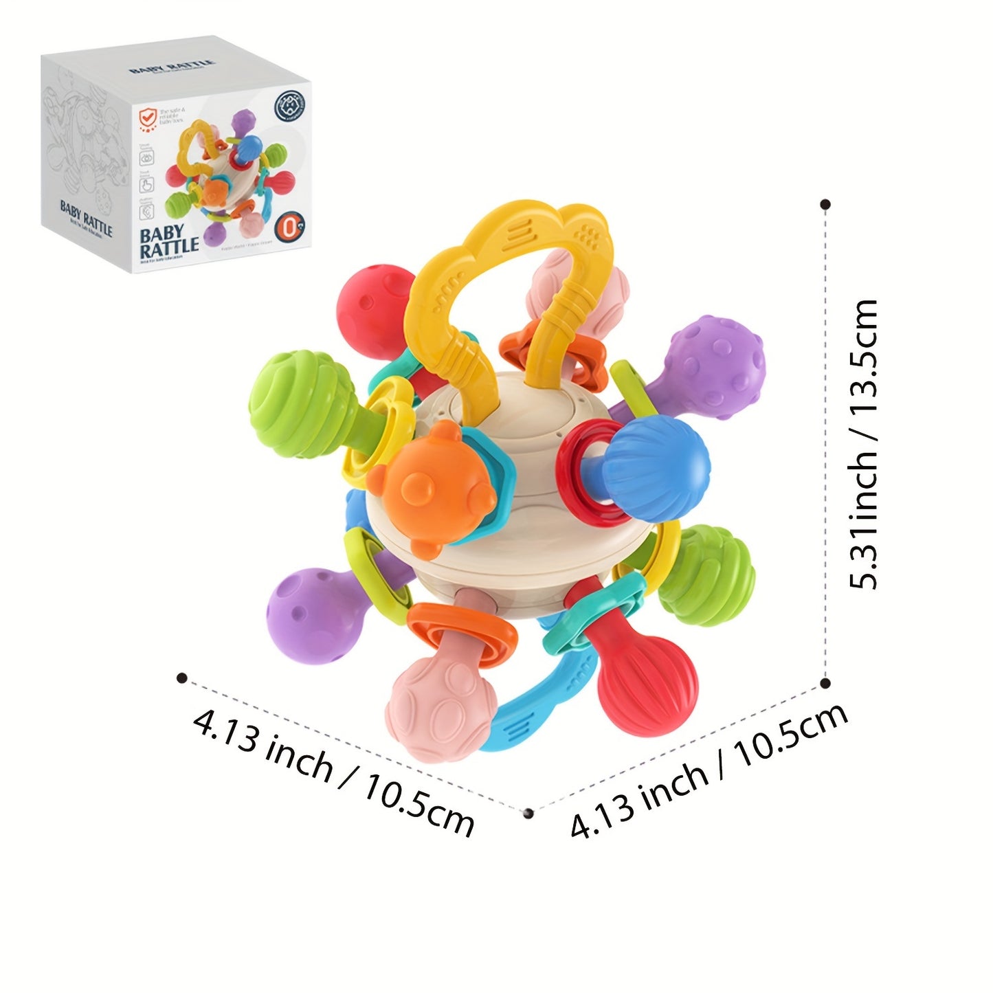 2 In 1 Montessori Baby Toys, Baby Sensory Teething & Rattle Toys, Early Learning & Educational Toddler Toys For 1st Birthday/Christmas/New Year/Easter Gift For Boys & Girls